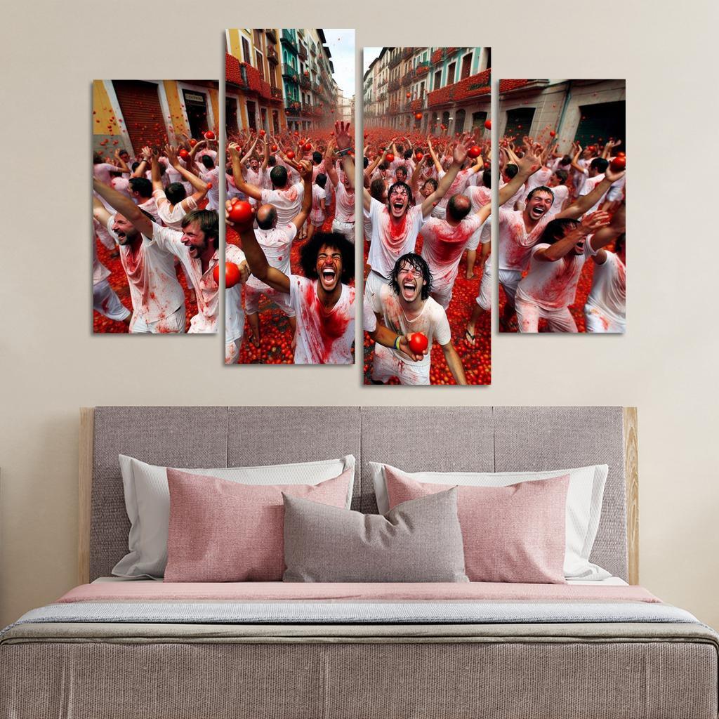 La Tomatina - Spain Modern Paintings Frame