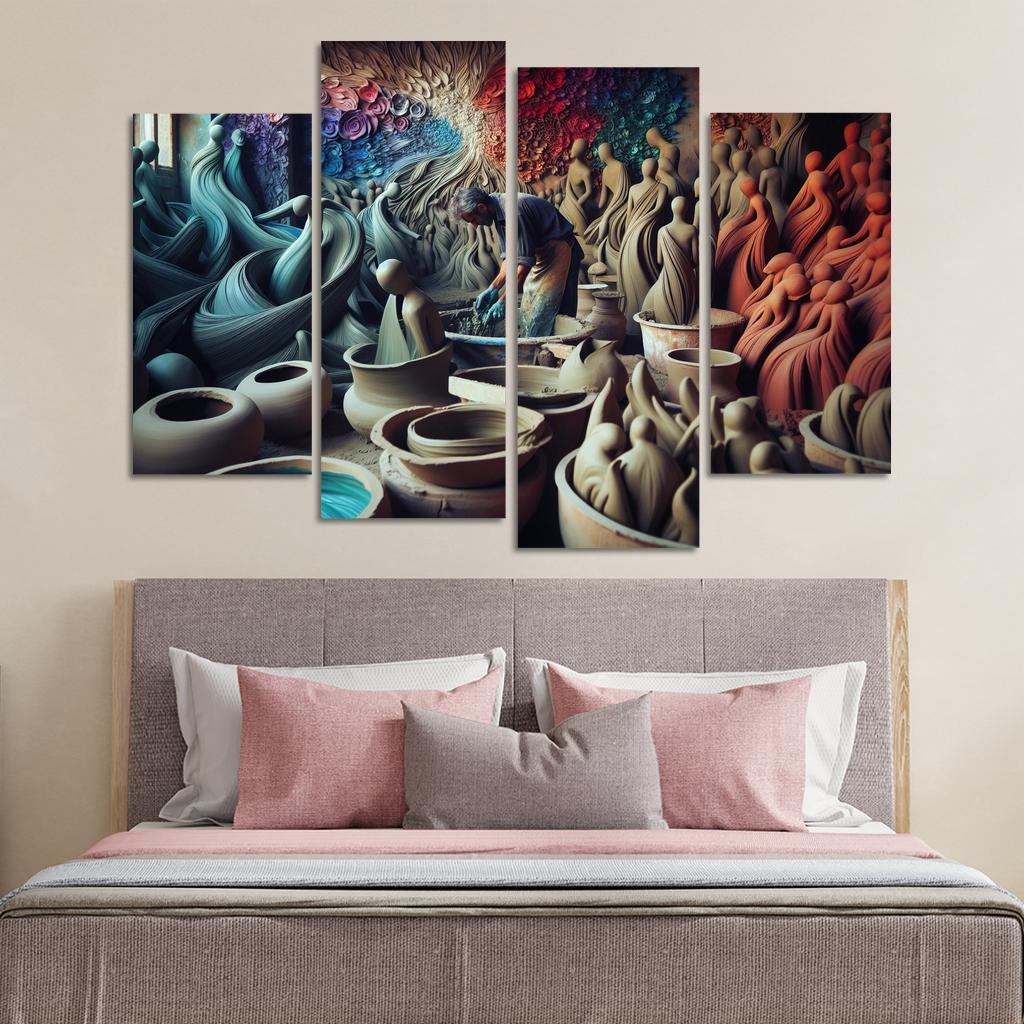 Sculpting Whispers of the Soul 4 Piece HD Canvas Wall Art-Original Frame