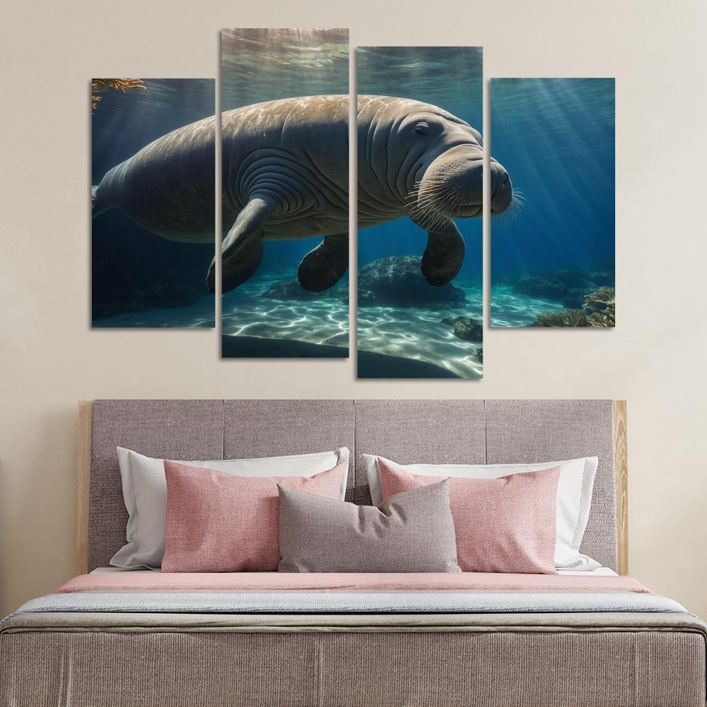 The Graceful Manatee Gentle Sea Cow Canvas Paintings Frame