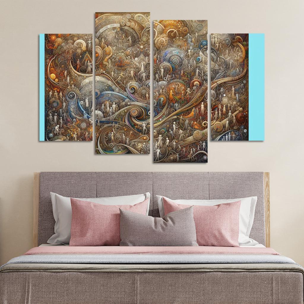 Interwoven Stories of Existence 4 Piece HD Canvas Wall Art-Original Frame