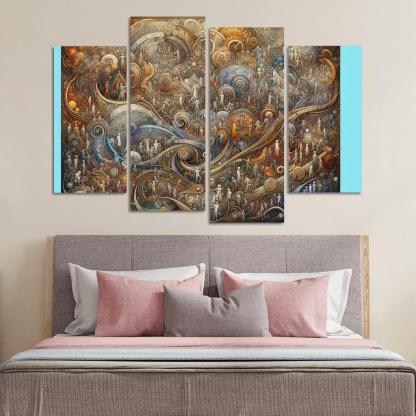 Interwoven Stories of Existence 4 Piece HD Canvas Wall Art-Original Frame