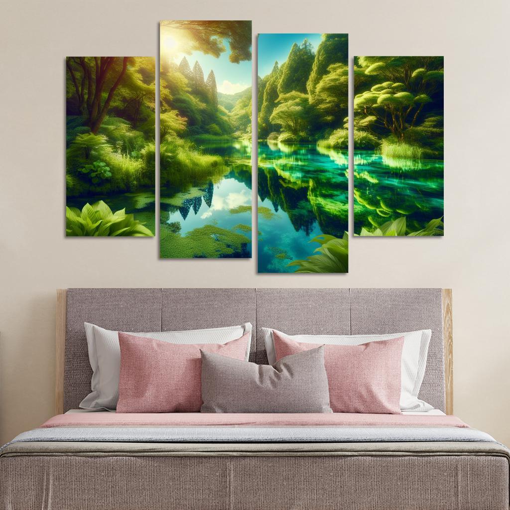 The Tranquil Reflections Of Serenity Pond Custom Paintings Frame