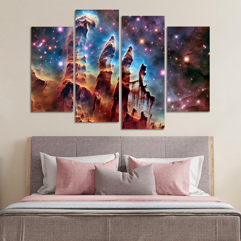 The Majestic Pillars of Creation 4 Piece HD Canvas Wall Art-Original Frame