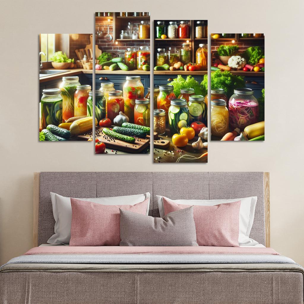 Fermentation Arts Crafting Your Own Probiotics 4 Piece HD Canvas Wall Art-Original Frame