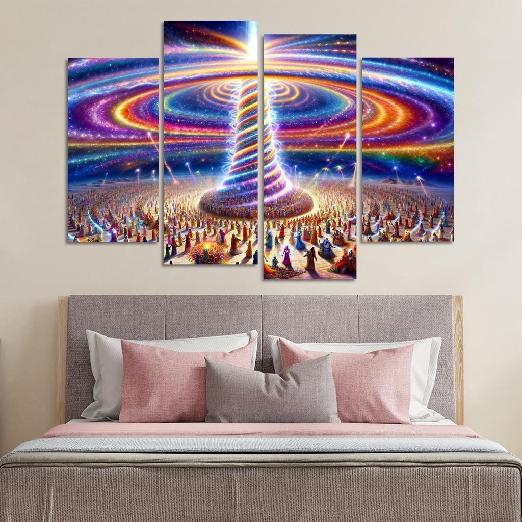 The Aetheric Spiral 4 Piece HD Canvas Wall Art-Original Frame