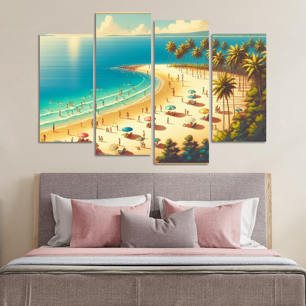 Serene Crescent A Family Oasis 4 Piece HD Canvas Wall Art-Original Frame