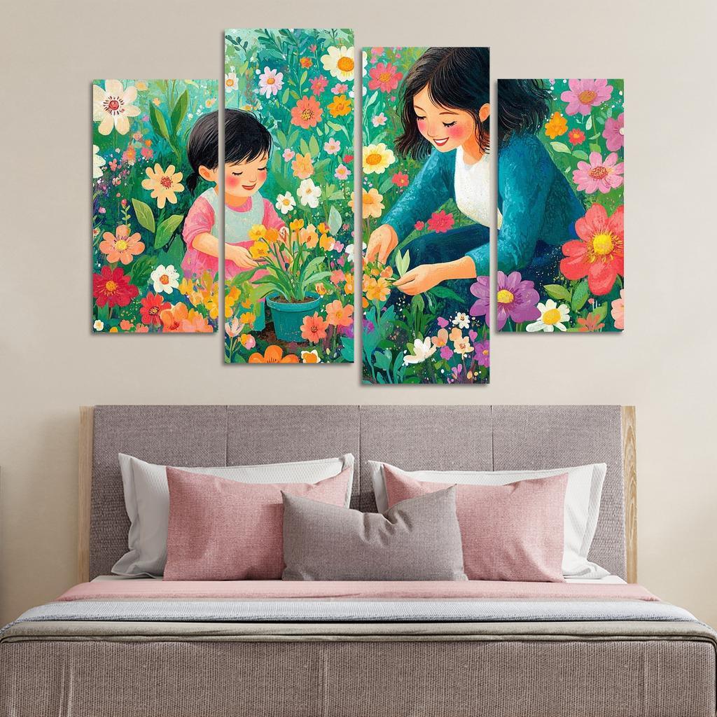 The Blooming Path A Mothers Nurturing Journey Canvas Paintings Frame