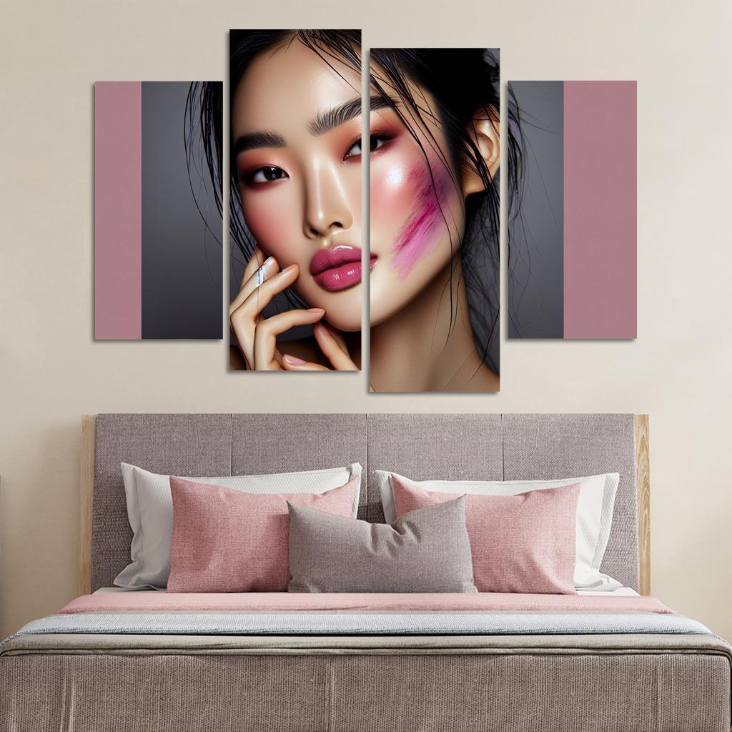 Monochrome Makeup Cohesive Looks 4 Piece HD Canvas Wall Art-Original Frame