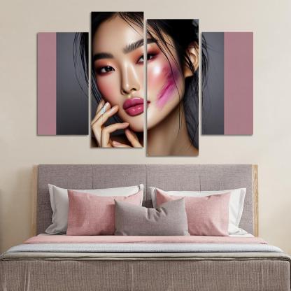 Monochrome Makeup Cohesive Looks 4 Piece HD Canvas Wall Art-Original Frame