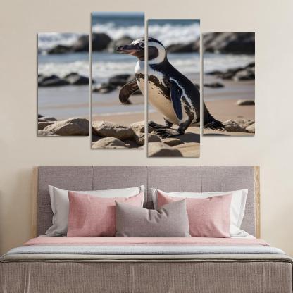 The Magnificent African Penguin The Black-footed Wonder Oil Paintings Frame