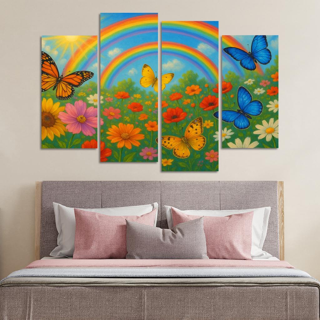Rainbow Garden - Magical Nature Scene Framed Paintings