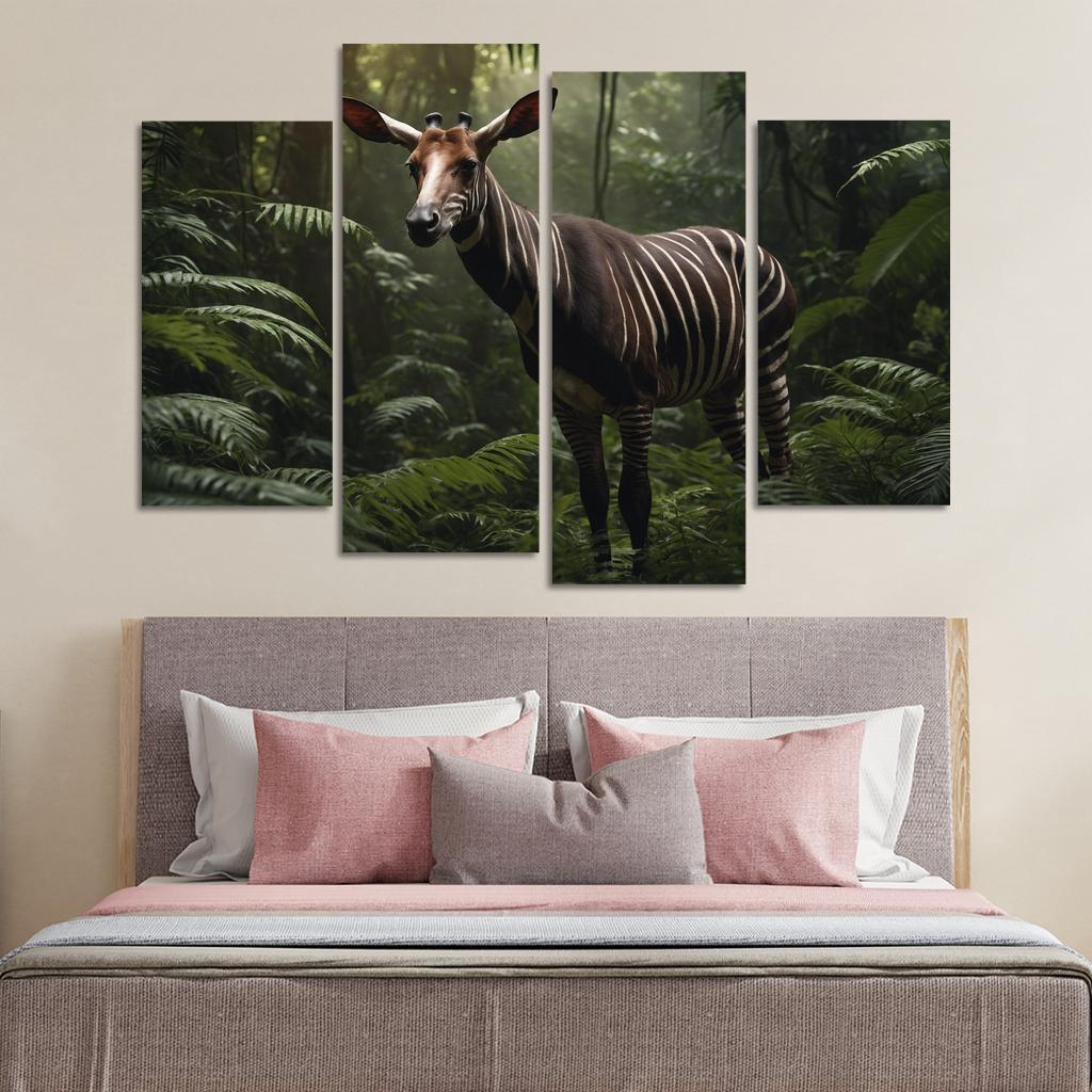 The Spectacular Okapi Forest Giraffe Canvas Paintings Frame