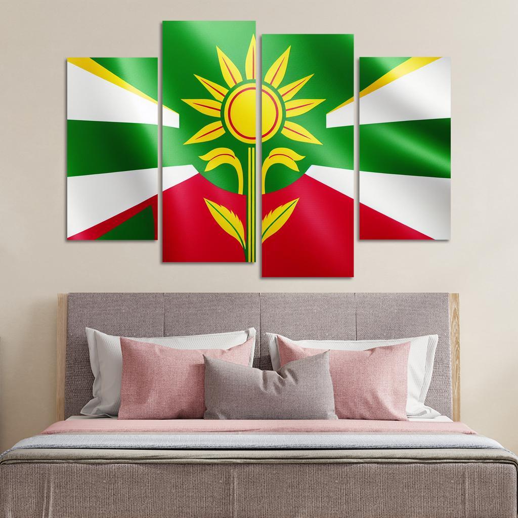 Emblem of Unity The Flag of Guyana 4 Piece HD Canvas Wall Art-Original Frame
