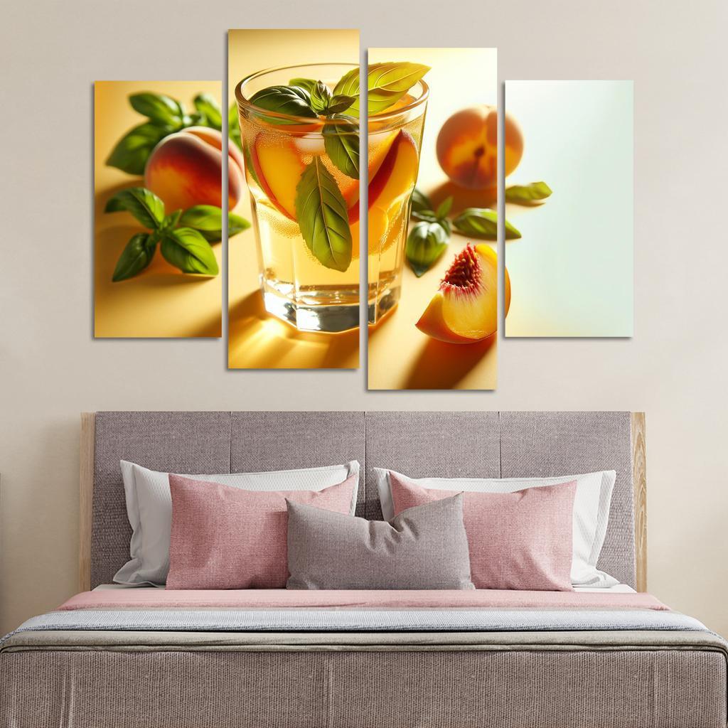Peach Basil Infused Lemonade 4 Piece HD Canvas Wall Art-Original Frame