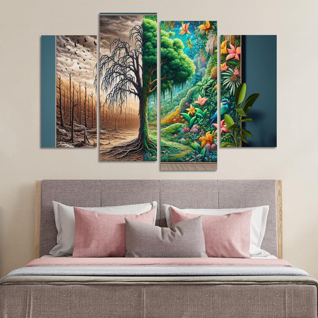 The Last Breath A Call for Climate Justice 4 Piece HD Canvas Wall Art-Original Frame