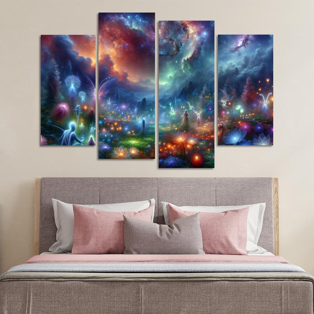 The Nebula Gardens 4 Piece HD Canvas Wall Art-Original Frame