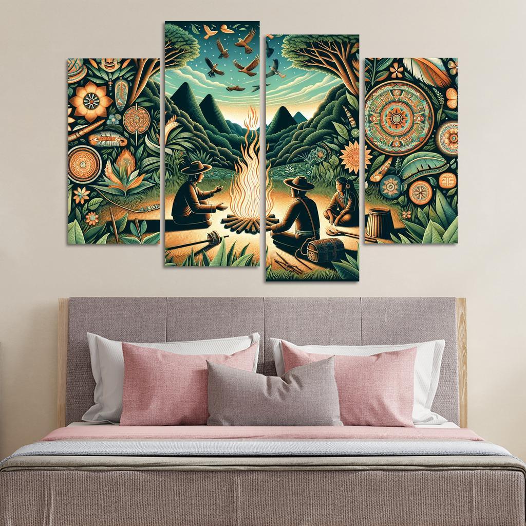 Echoes of the Past Preserving Indigenous Cultures 4 Piece HD Canvas Wall Art-Original Frame