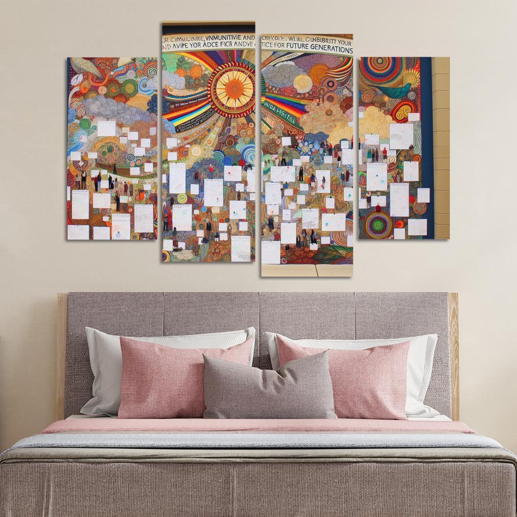 Intergenerational Wisdom Connecting the Young and the Old 4 Piece HD Canvas Wall Art-Original Frame