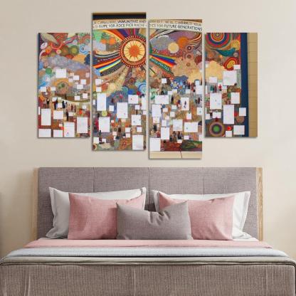 Intergenerational Wisdom Connecting the Young and the Old 4 Piece HD Canvas Wall Art-Original Frame