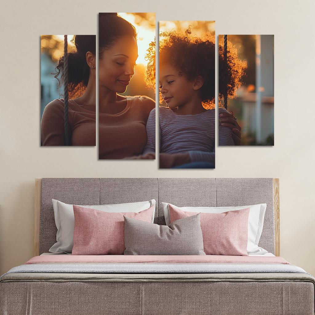 Whispers Of Love A Mother's Soft Guidance Canvas Paintings Frame