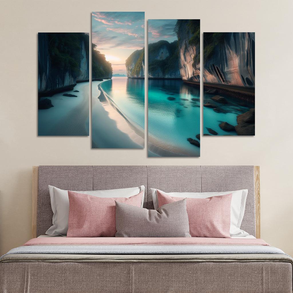 Silver Beach Escape Modern Paintings Frame