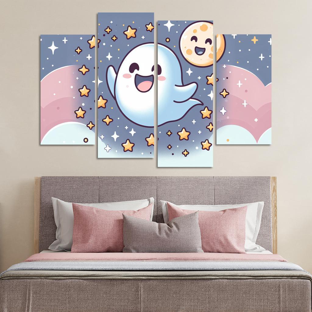 Giggly Ghost 4 Piece HD Canvas Wall Art-Original Frame