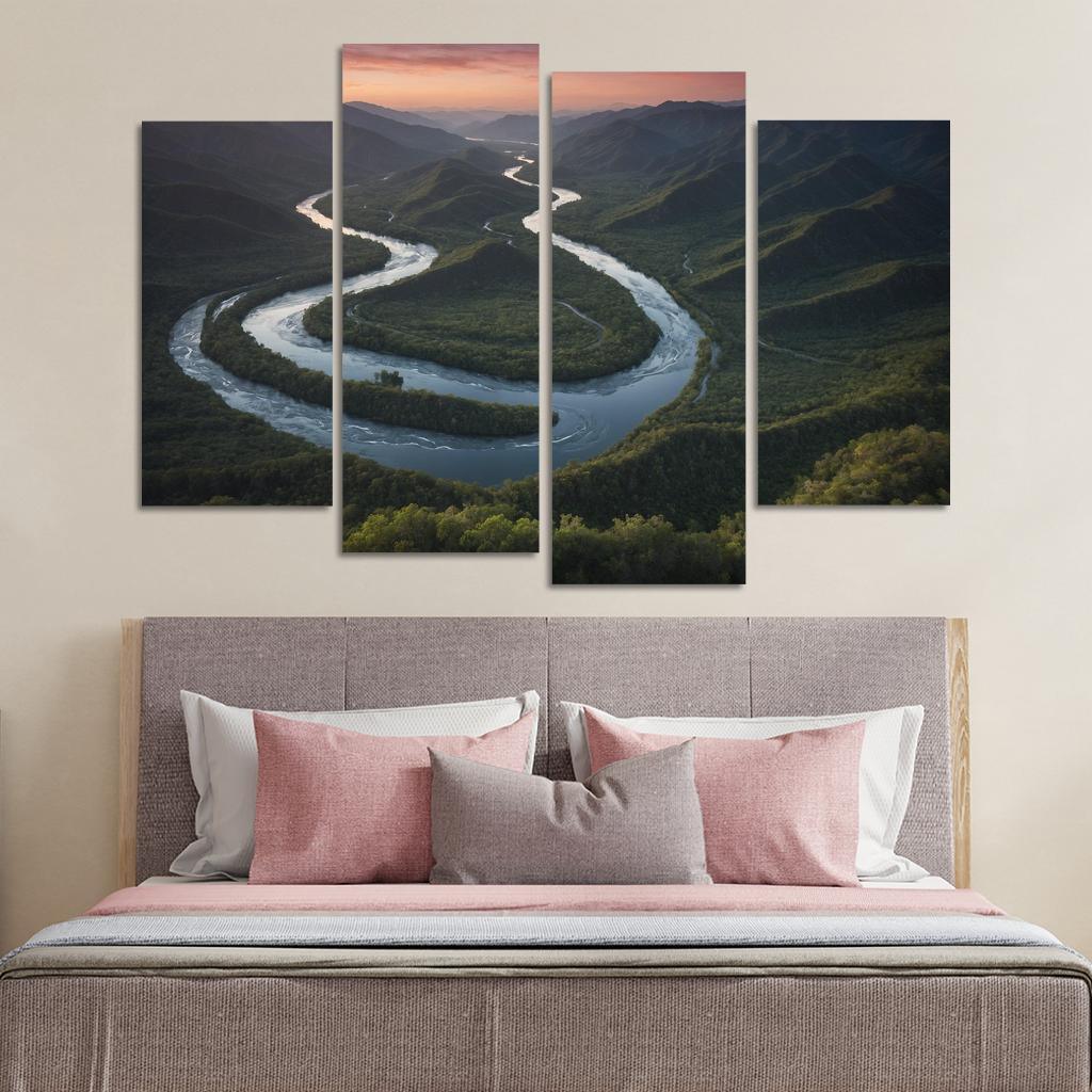 The Twilight Enchantment Of River Valleys Oil Paintings Frame