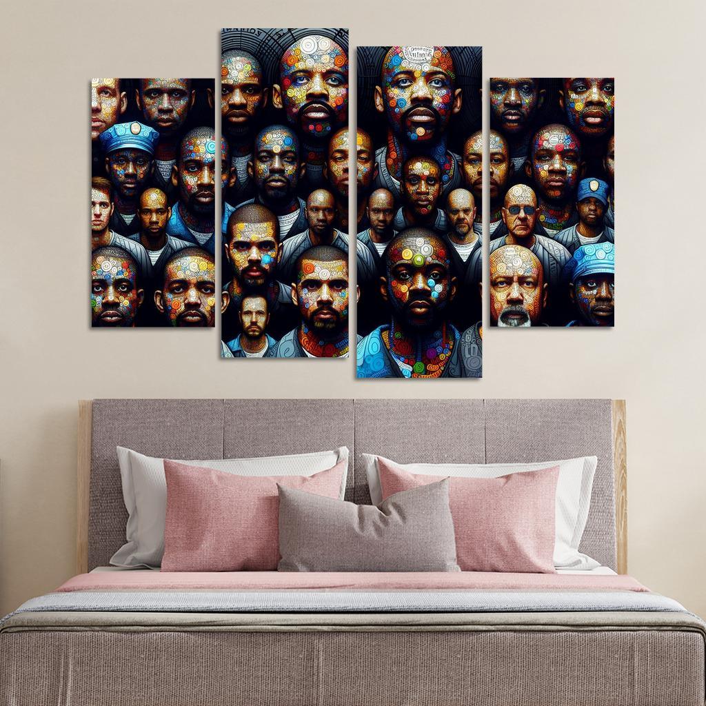 Echoes of Silence The Plight of the Incarcerated 4 Piece HD Canvas Wall Art-Original Frame