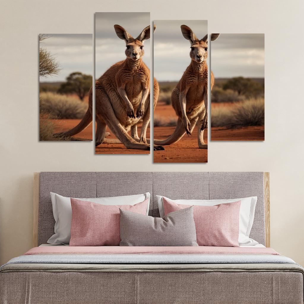 The Quirky Red Kangaroo Of The Outback Canvas Paintings Frame
