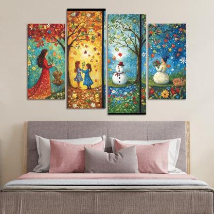 Seasons Of Growth Nurtured By A Mothers Care Custom Paintings Frame