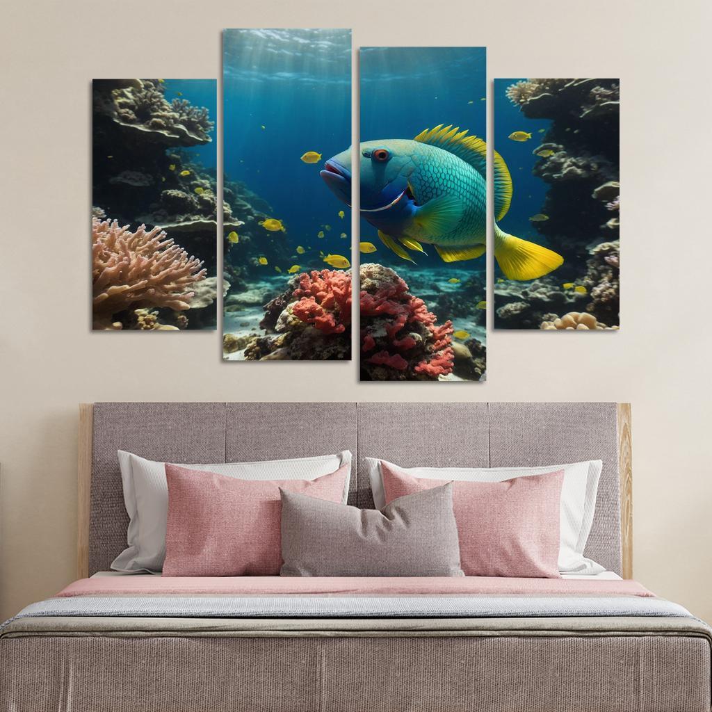The Vibrant Parrotfish Of The Coral Reefs Canvas Paintings Frame