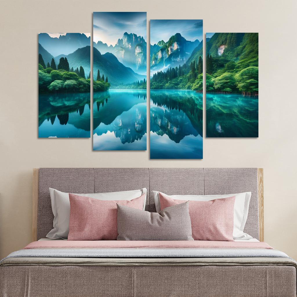 The Tranquil Embrace Of Silent Lake Custom Paintings Frame