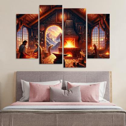 The Arcane Forge 4 Piece HD Canvas Wall Art-Original Frame