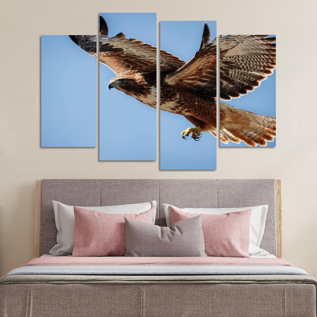 The Agile Red-tailed Hawk In Flight Framed Paintings
