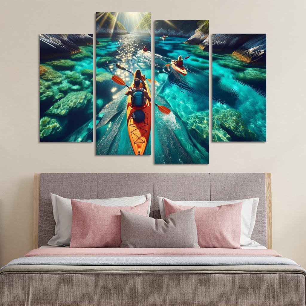 Glistening Waters Kayaking Paradise Abstract Paintings Frame