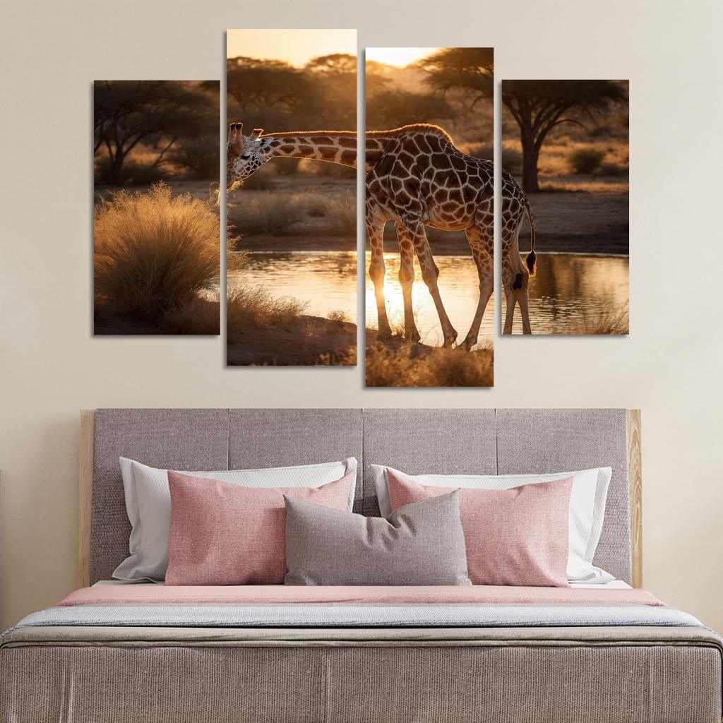 The Majestic Giraffe Towering Of The Savannah Canvas Paintings Frame