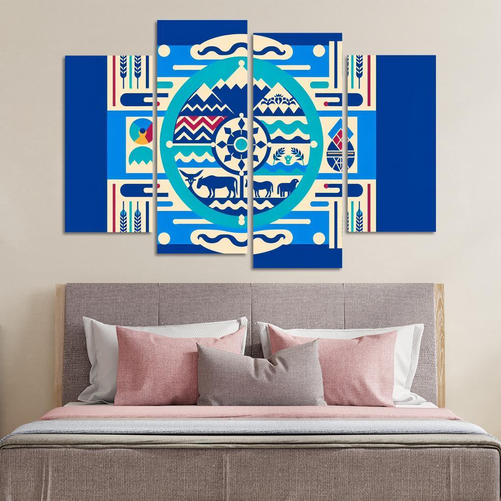 Cultural Resonance The Flag of the Navajo Nation 4 Piece HD Canvas Wall Art-Original Frame