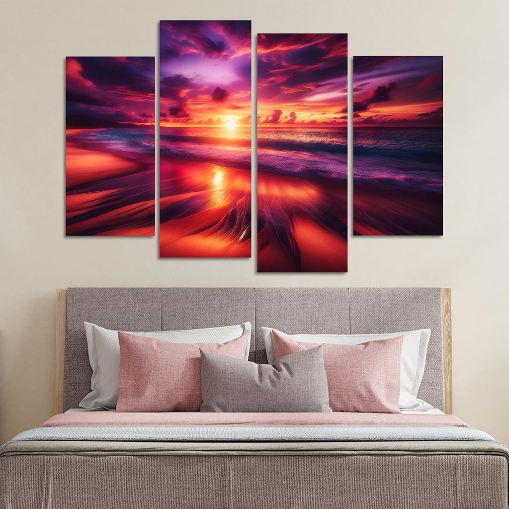 Sunset Viewpoint Beach Modern Paintings Frame