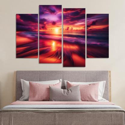 Sunset Viewpoint Beach Modern Paintings Frame