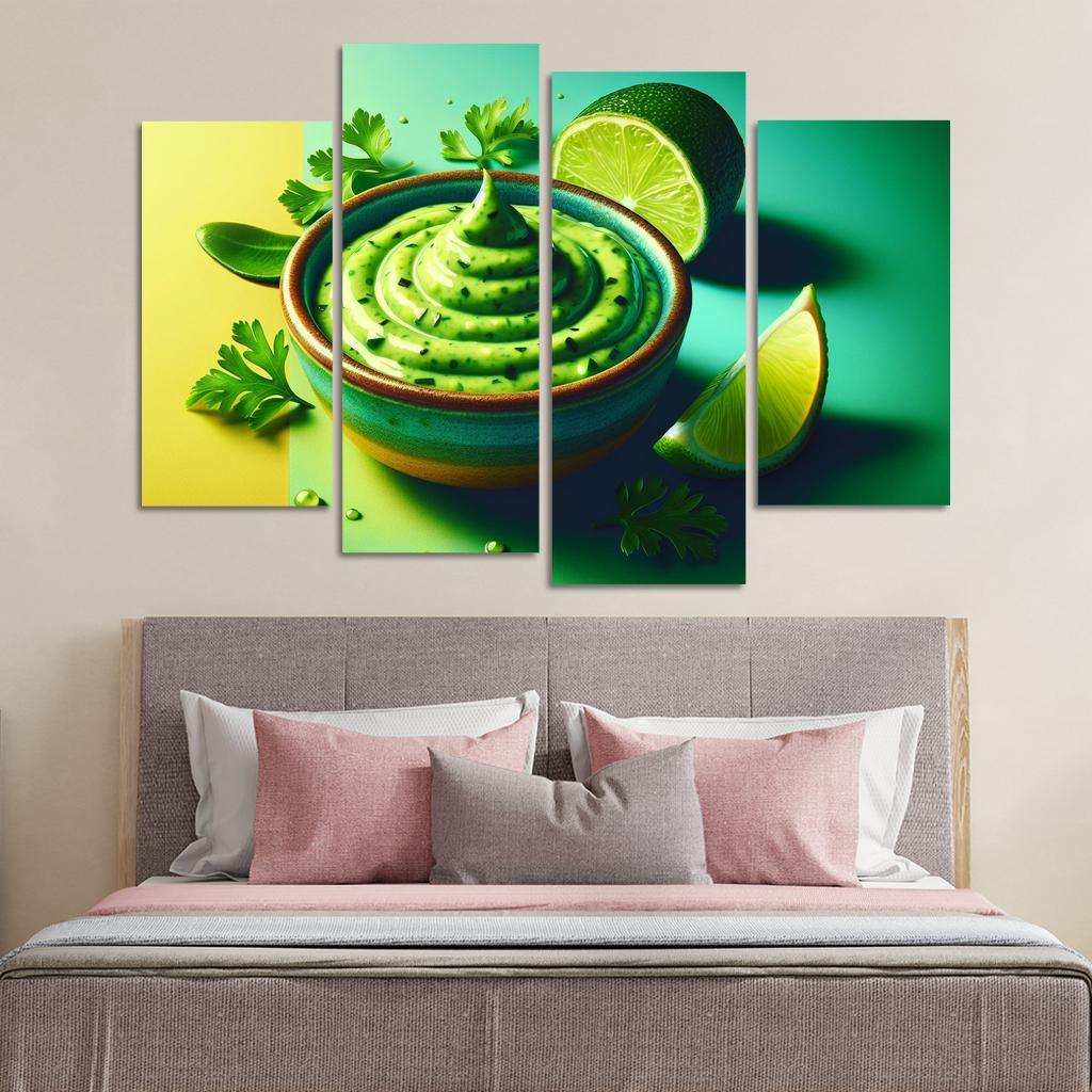 Creamy Avocado Lime Dressing 4 Piece HD Canvas Wall Art-Original Frame