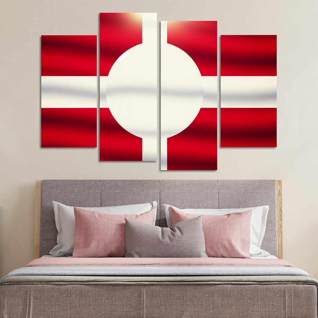 Emblem of the Arctic The Flag of Greenland 4 Piece HD Canvas Wall Art-Original Frame