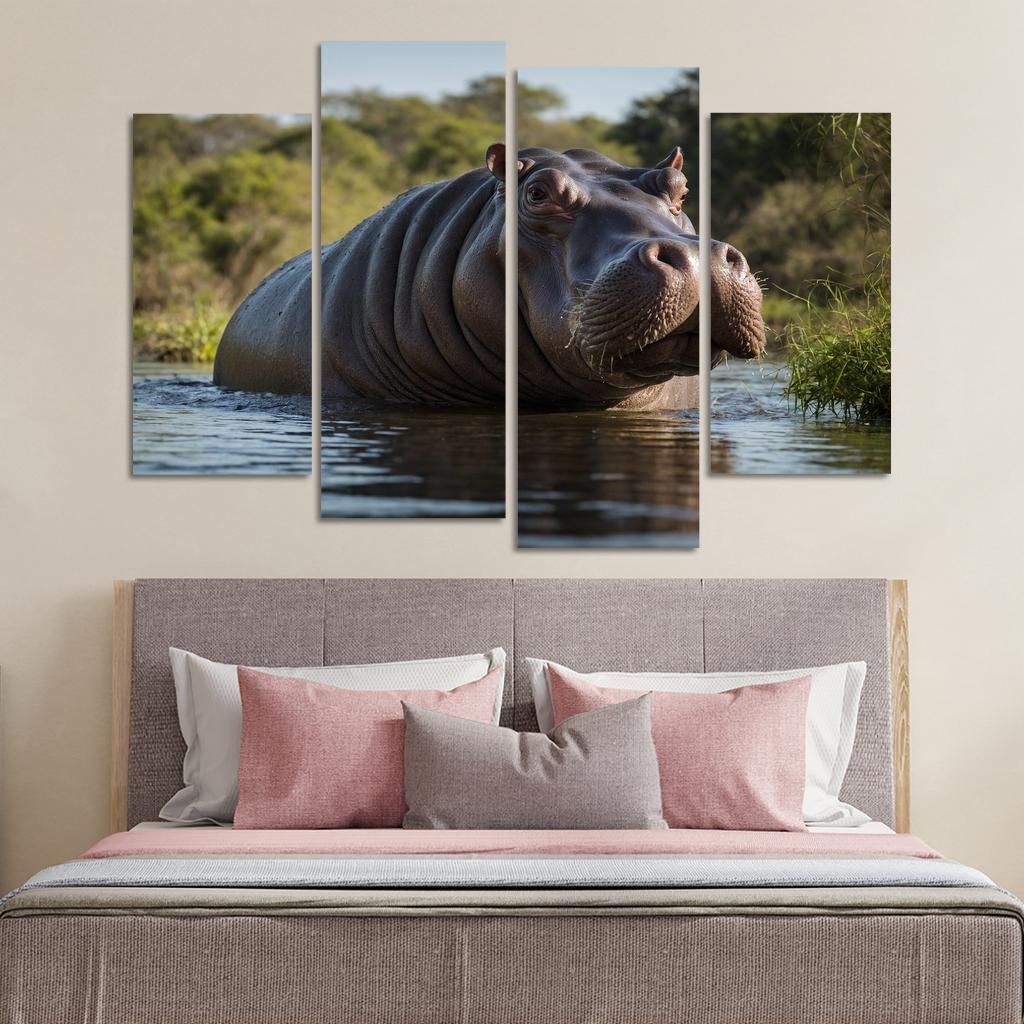 The Imposing Hippo The River Giant Custom Paintings Frame