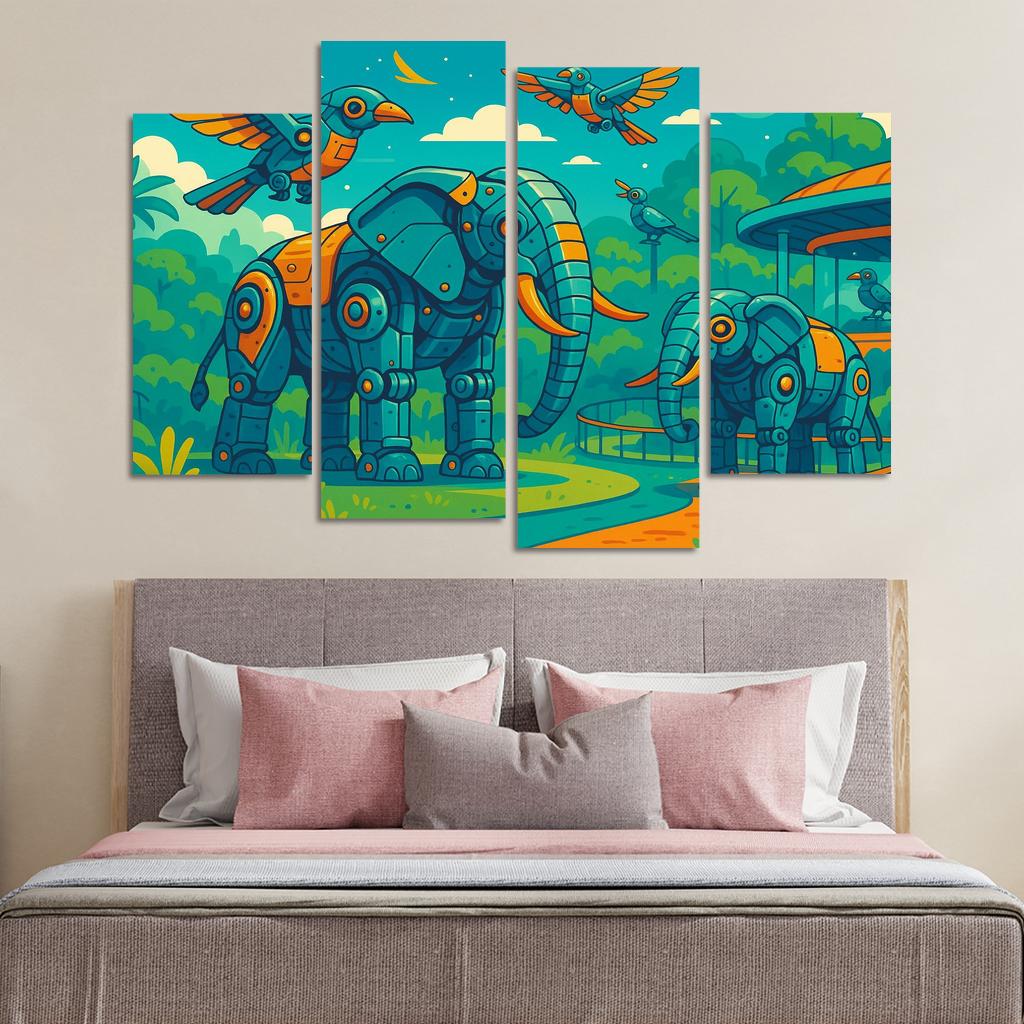 Robot Zoo - Mechanical Animal World Framed Paintings