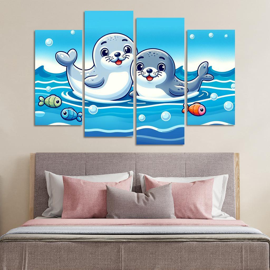 Silly Seals - Ocean Companions Framed Paintings