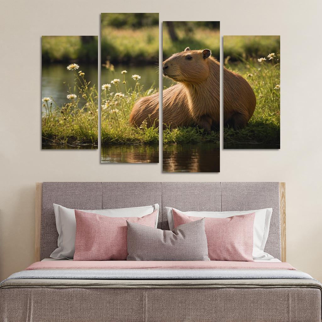 The Curious Capybara The Gentle Giant Of The Rodent Family Modern Paintings Frame