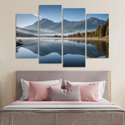 The Celestial Splendor Of Mountain Reflections Oil Paintings Frame