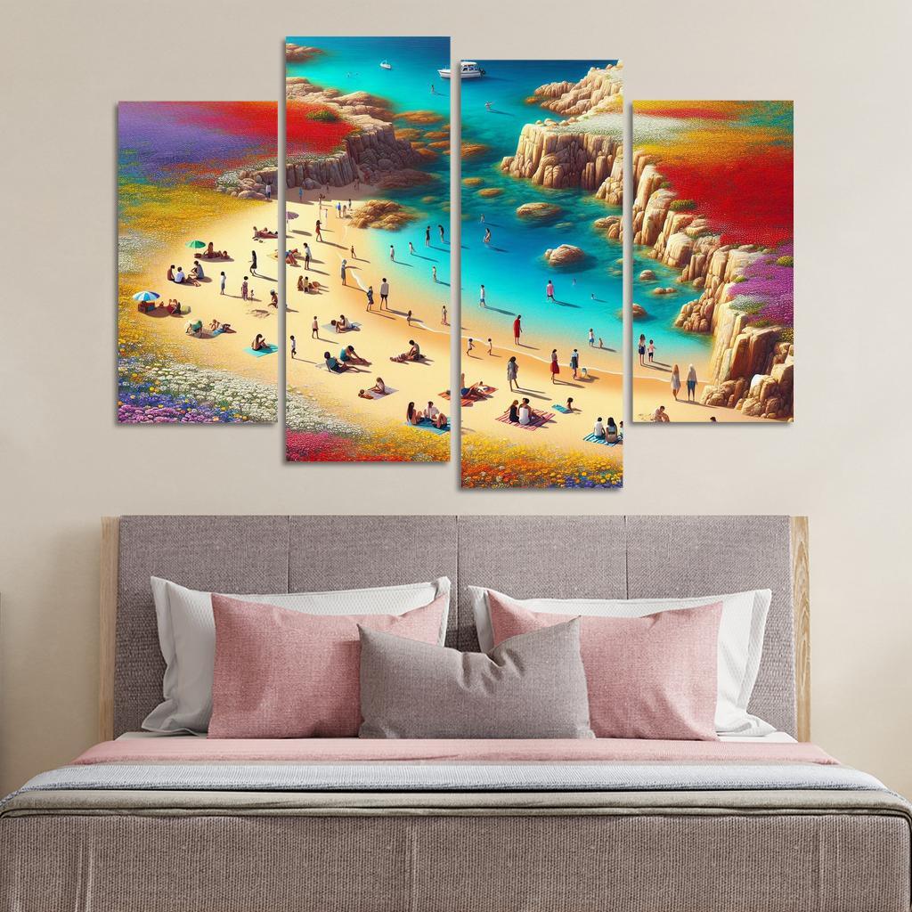Coastal Wildflower Beach Modern Paintings Frame