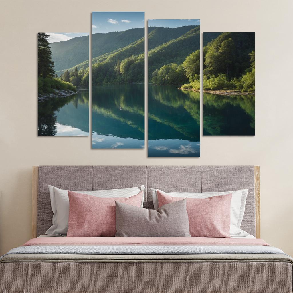 The Mesmerizing View Of Crystal Blue Lakes Oil Paintings Frame