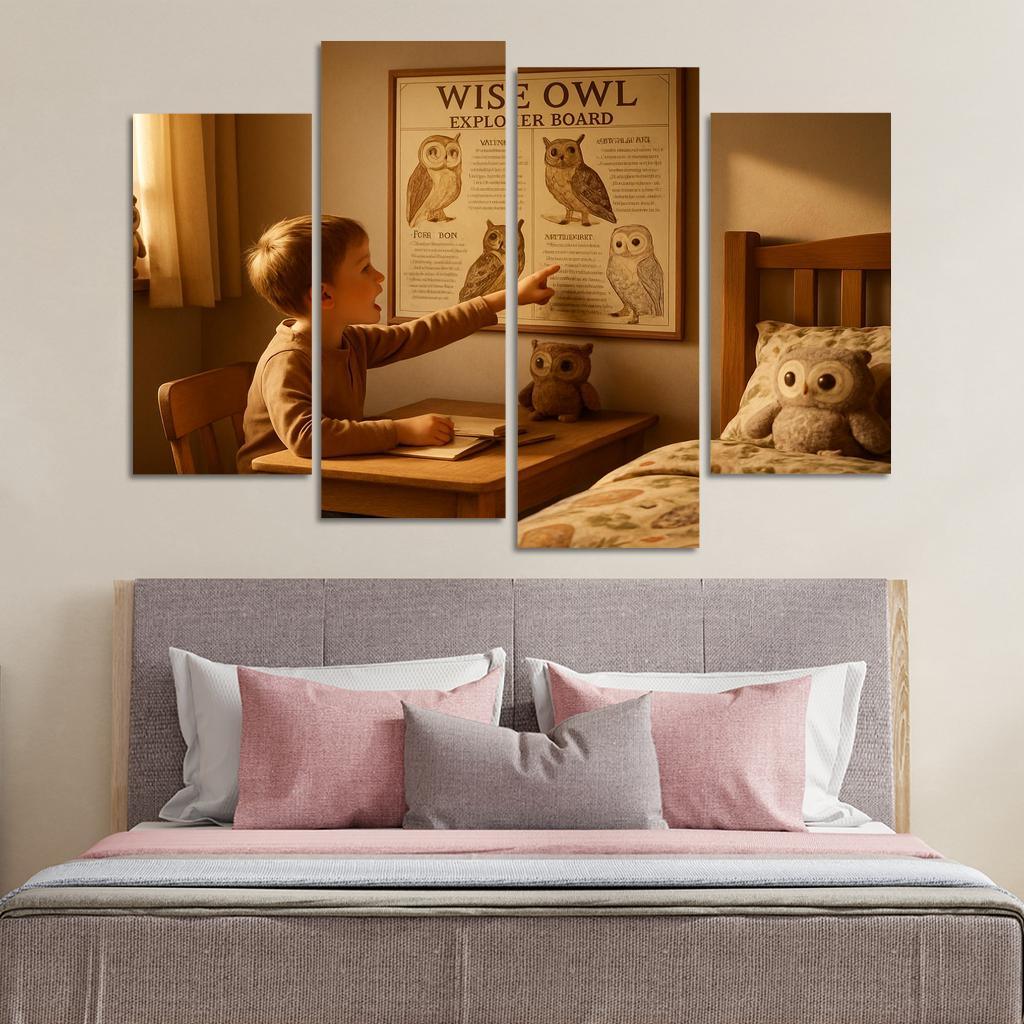 Wise Owl Explorer Board Oil Paintings Frame