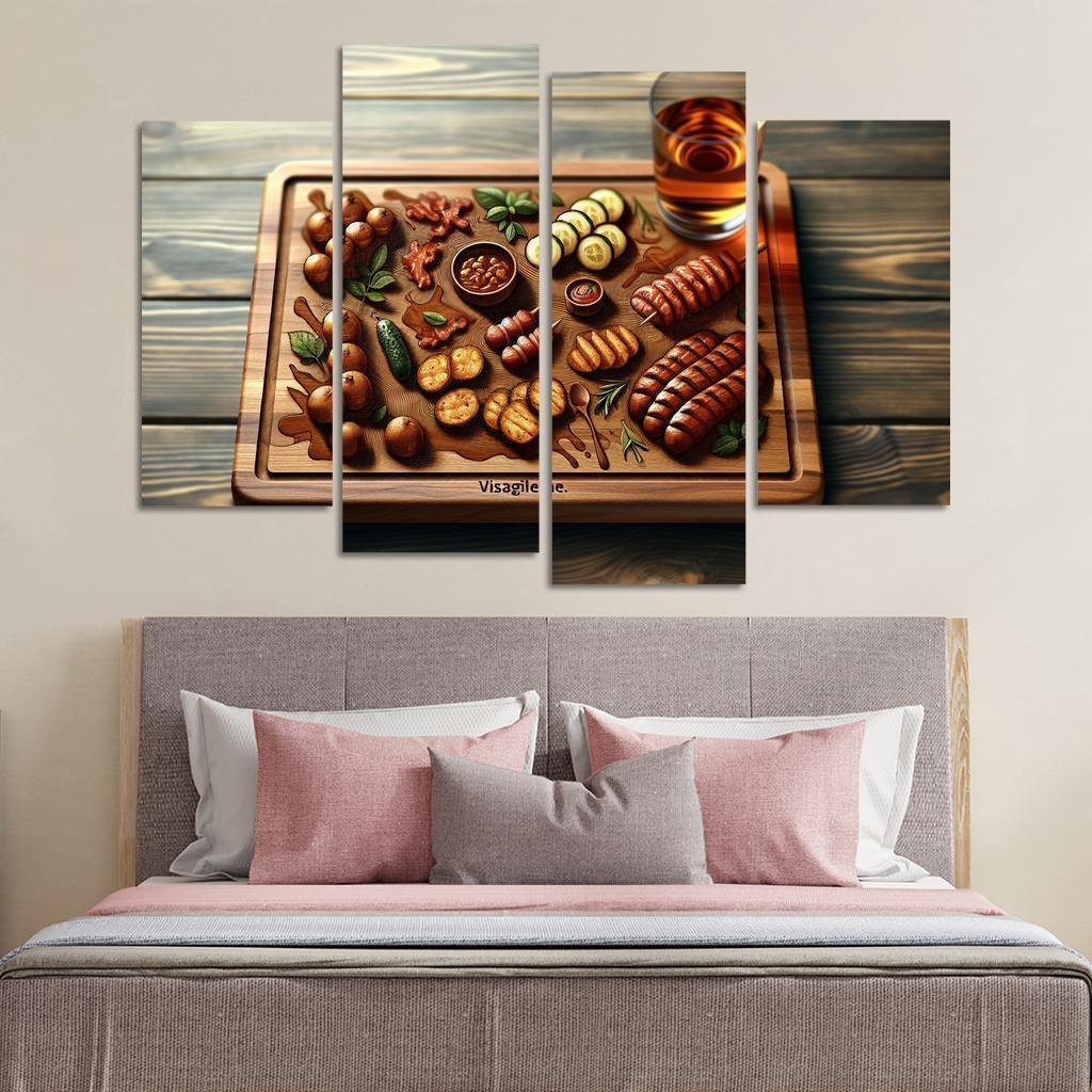 Artisan Wood Serving Board 4 Piece HD Canvas Wall Art-Original Frame